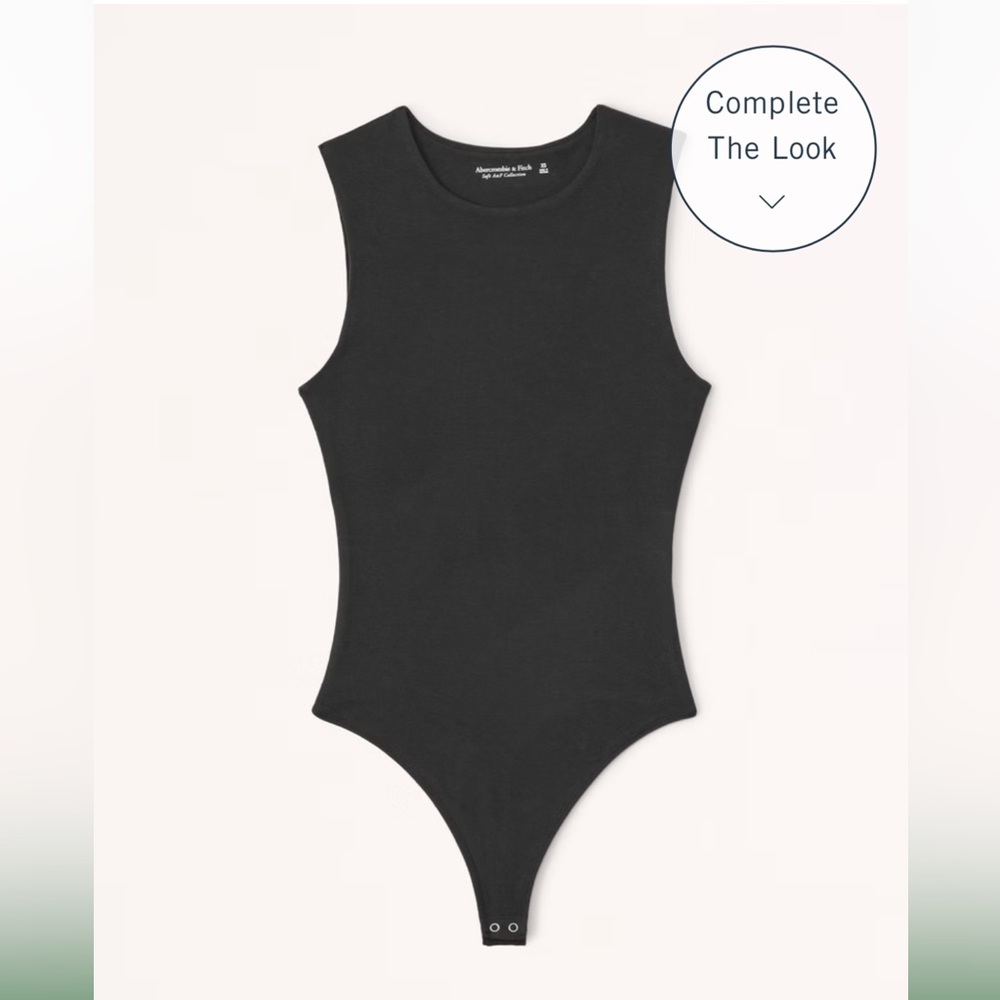 Abercrombie & Fitch Cotton Seamless Fabric Crew Tank Bodysuit in Black